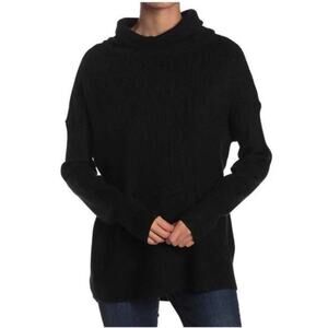 Devotion by Cyrus Women's Cowl Neck Ribbed Tunic Sweater in Black Small MSRP $54